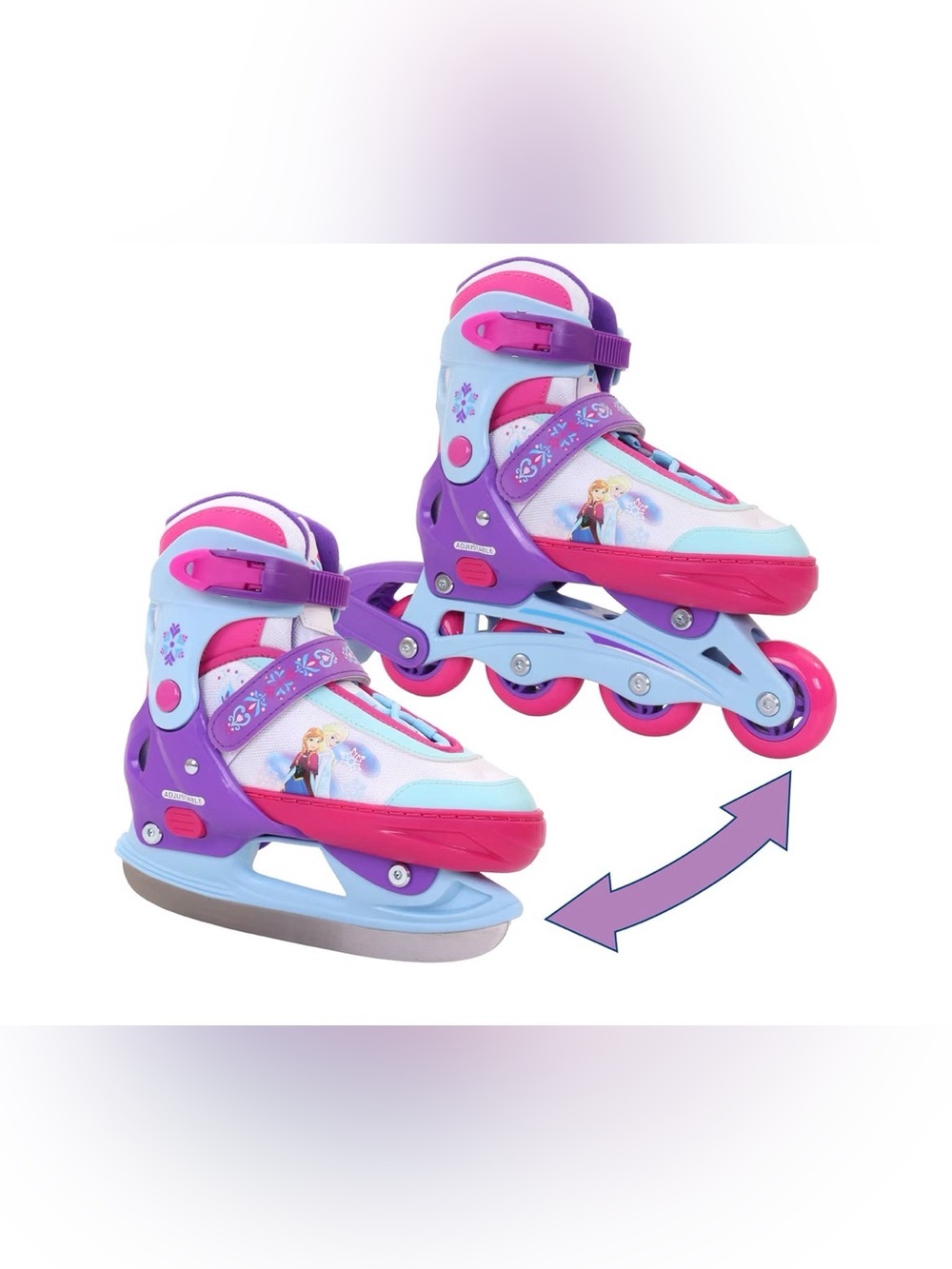 Girls' Convertible Inline Skates & Ice Skates - Pink Purple Blue